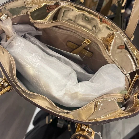 MICHAEL KORS Jet Set Extra-Small Metallic Logo Debossed Convertible TZ Tote Cros - Picture 14 of 16